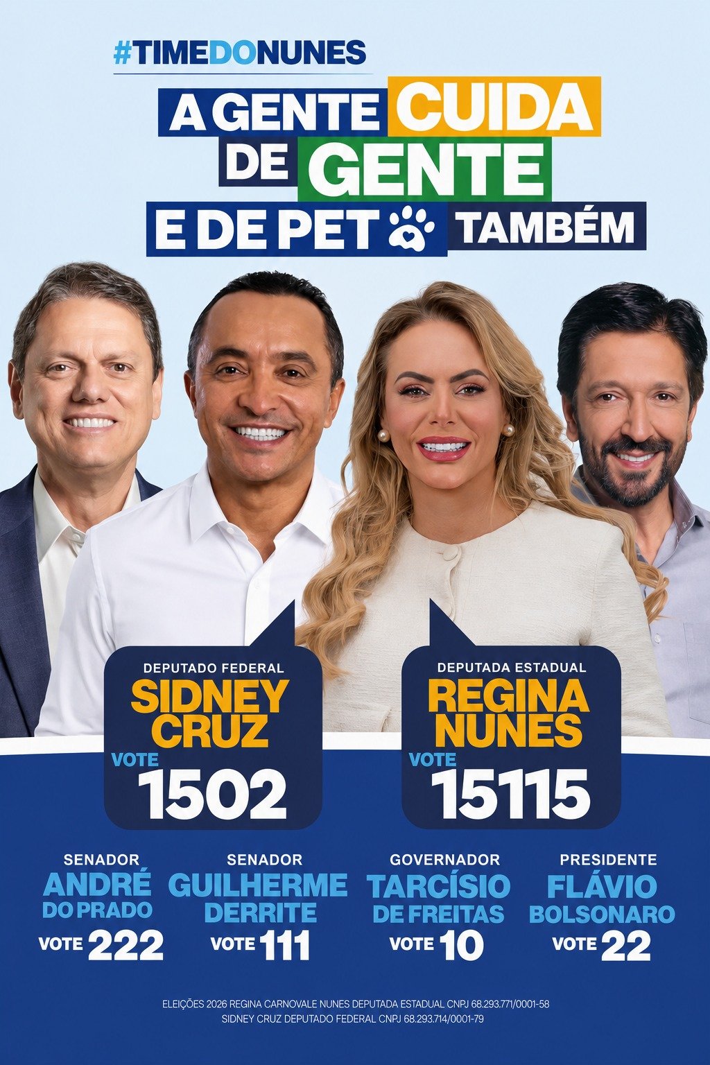 Sidney Cruz, Deputado Federal 1502, e Regina Nunes, Deputada Estadual 15115 — Time do Nunes